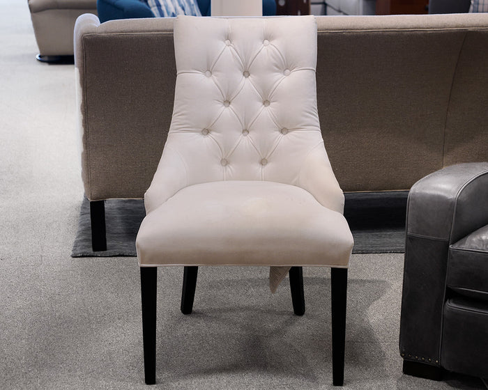 Restoration Hardware White Velvet Tufted Accent Chair