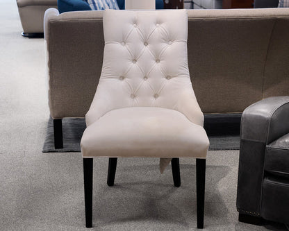 Restoration Hardware White Velvet Tufted Accent Chair