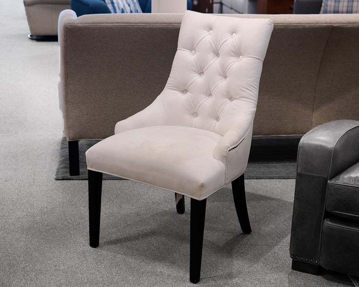 Restoration Hardware White Velvet Tufted Accent Chair