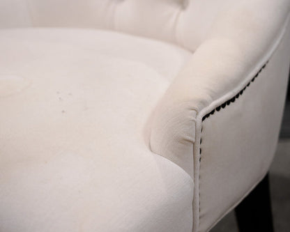 Restoration Hardware White Velvet Tufted Accent Chair