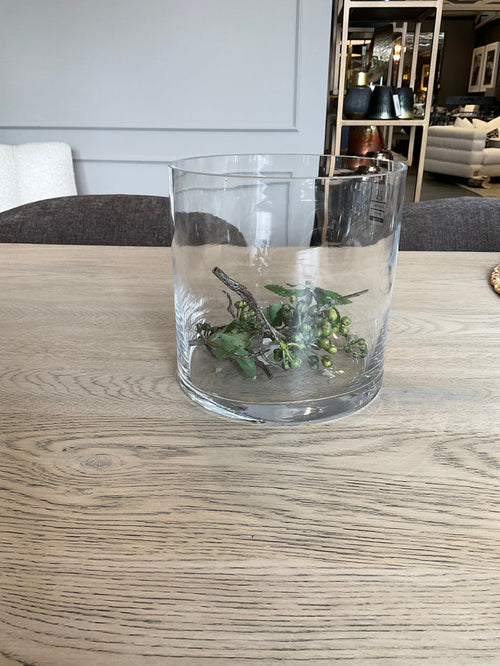 Round Clear wide Glass Vase 18cm-Renaissance Design Studio