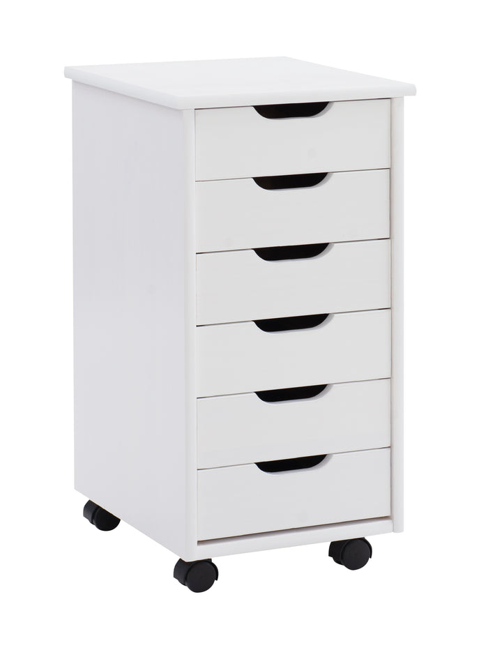 White / 6-Drawer Cart