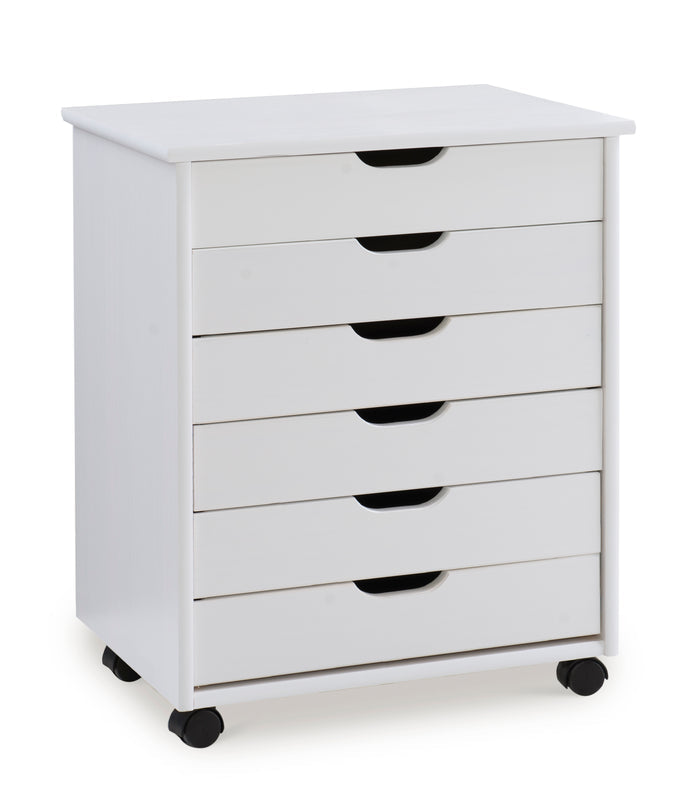 White / 6-Drawer Wide Cart