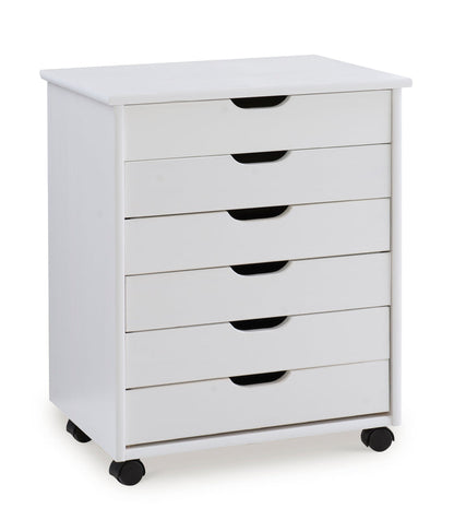 White / 6-Drawer Wide Cart