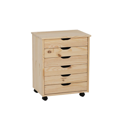 Unfinished / 6-Drawer Wide Cart