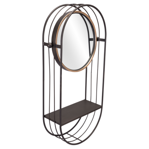 Gray Saroni mirror shelf by Zuo featuring a sleek mirror with integrated shelf for decorative and functional use in modern interiors.