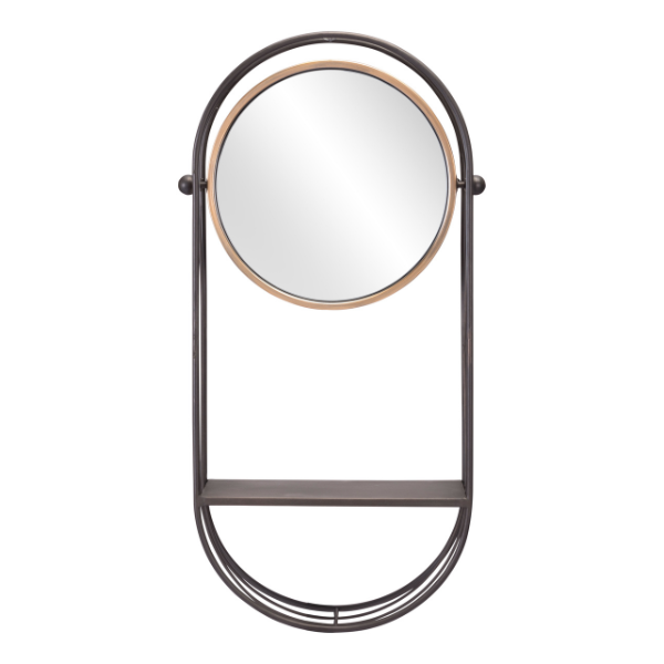 Gray Saroni mirror shelf by Zuo featuring a sleek mirror and functional shelf for modern interior decor.