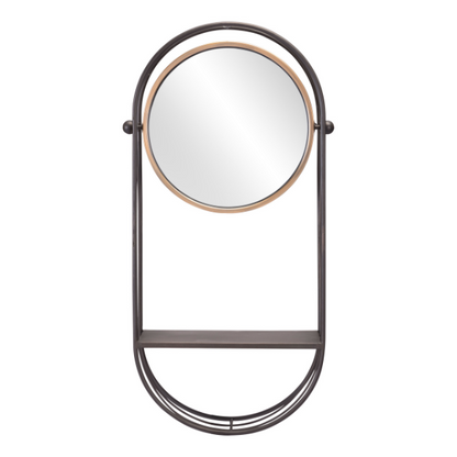 Gray Saroni mirror shelf by Zuo featuring a sleek mirror and functional shelf for modern interior decor.