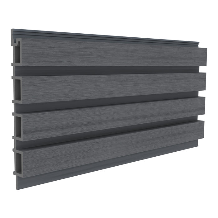 NeoTimber Slatted Composite Cladding Board – Grey – Angled Close up