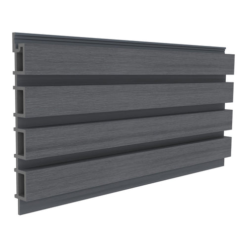 NeoTimber Slatted Composite Cladding Board – Grey – Angled Close up