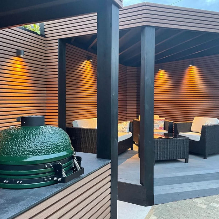 NeoTimber Slatted Composite Cladding Board – Teak – Lifestyle Cladding View