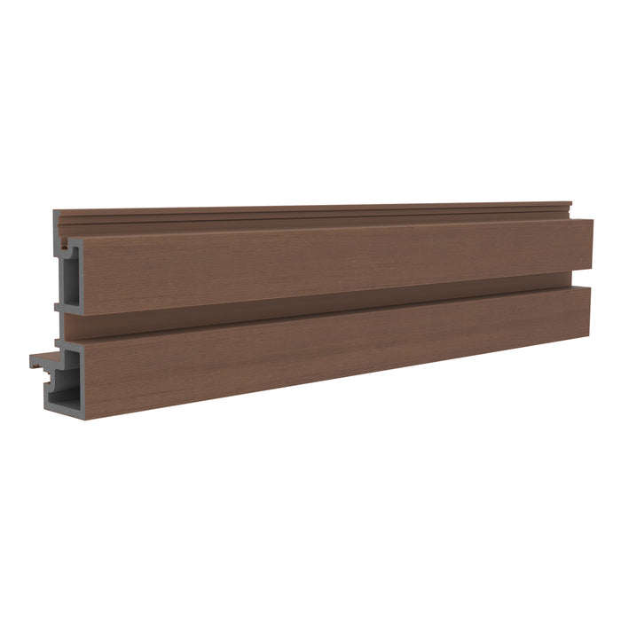 NeoTimber Slatted Composite Cladding External Corner Trim – Teak – Angled Close Up