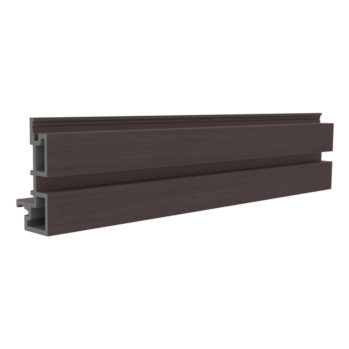 NeoTimber Slatted Composite Cladding External Corner Trim – Chocolate – Angled Close Up