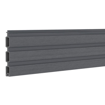 NeoTimber Slatted Composite Fence Board - Grey - Angled Close Up