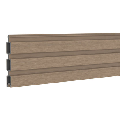 NeoTimber Slatted Composite Fence Board - Oak - Angled Close Up