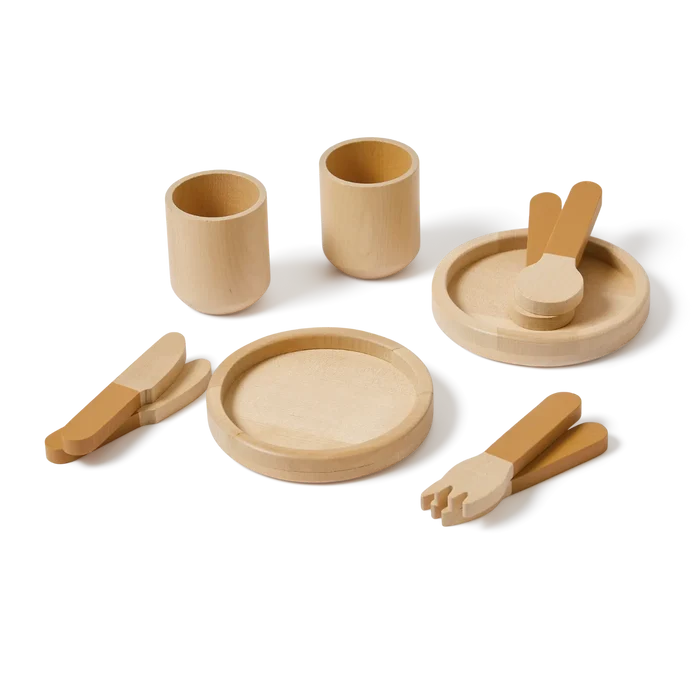 Tableware, 10 pcs, Handpainted, Yellow PLAY tableware-mustard-natural-wood  flexa-com.myshopify.com