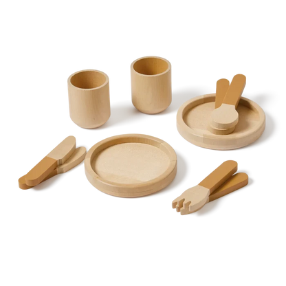 Tableware, 10 pcs, Handpainted, Yellow PLAY tableware-mustard-natural-wood  flexa-com.myshopify.com