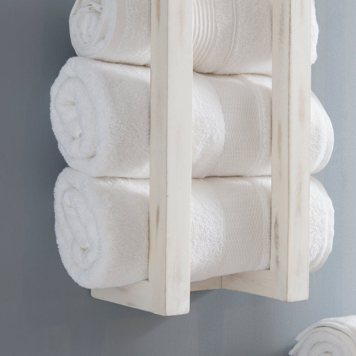 Troy White Wood Towel Rack (Set of 2)