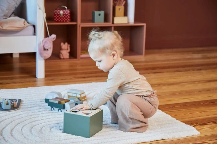 Wooden Shape Sorting box, 10 pcs, Handpainted, Green PLAY ACTIVE flexa-com.myshopify.com