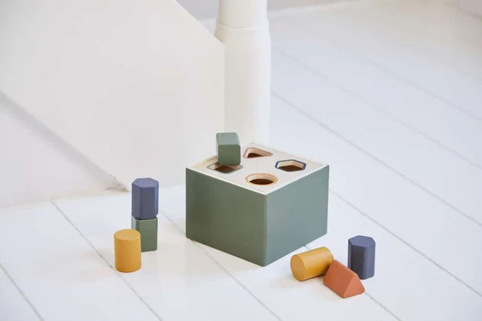 Wooden Shape Sorting box, 10 pcs, Handpainted, Green PLAY ACTIVE flexa-com.myshopify.com