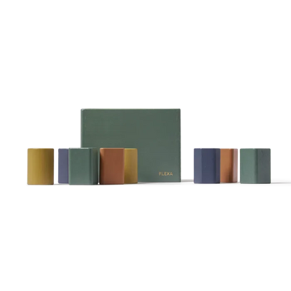 Wooden Shape Sorting box, 10 pcs, Handpainted, Green PLAY wooden-shape-sorting-box-multicolors-natural-wood  flexa-com.myshopify.com